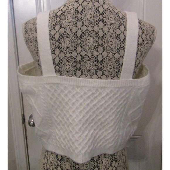 Generation K Tank Top Winter White Wool Blend Cable Knit Cropped Sweater Size XL - Picture 3 of 5
